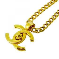 Chanel Necklace Turn Lock GP Plated Gold Ladies