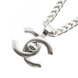 Chanel Necklace Turn Lock Metal Silver Ladies