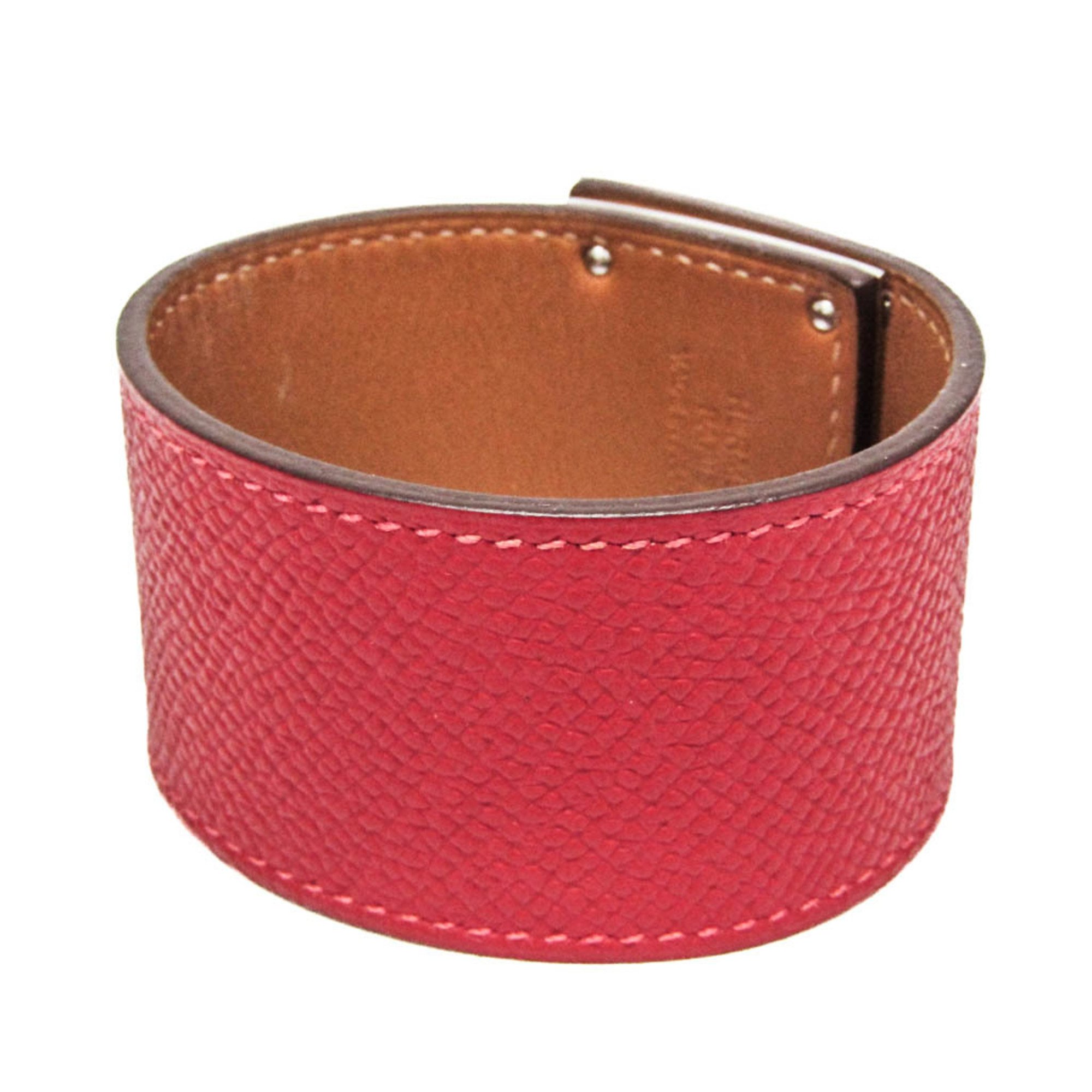 Hermes Kelly Dog Epsom Leather,Metal Bangle Red Color,Silver