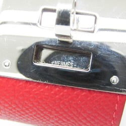 Hermes Kelly Dog Epsom Leather,Metal Bangle Red Color,Silver