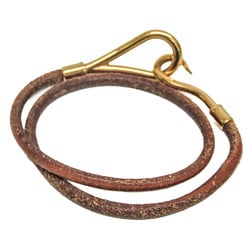 Hermes Jumbo Choker Leather,Metal Bangle Brown,Gold