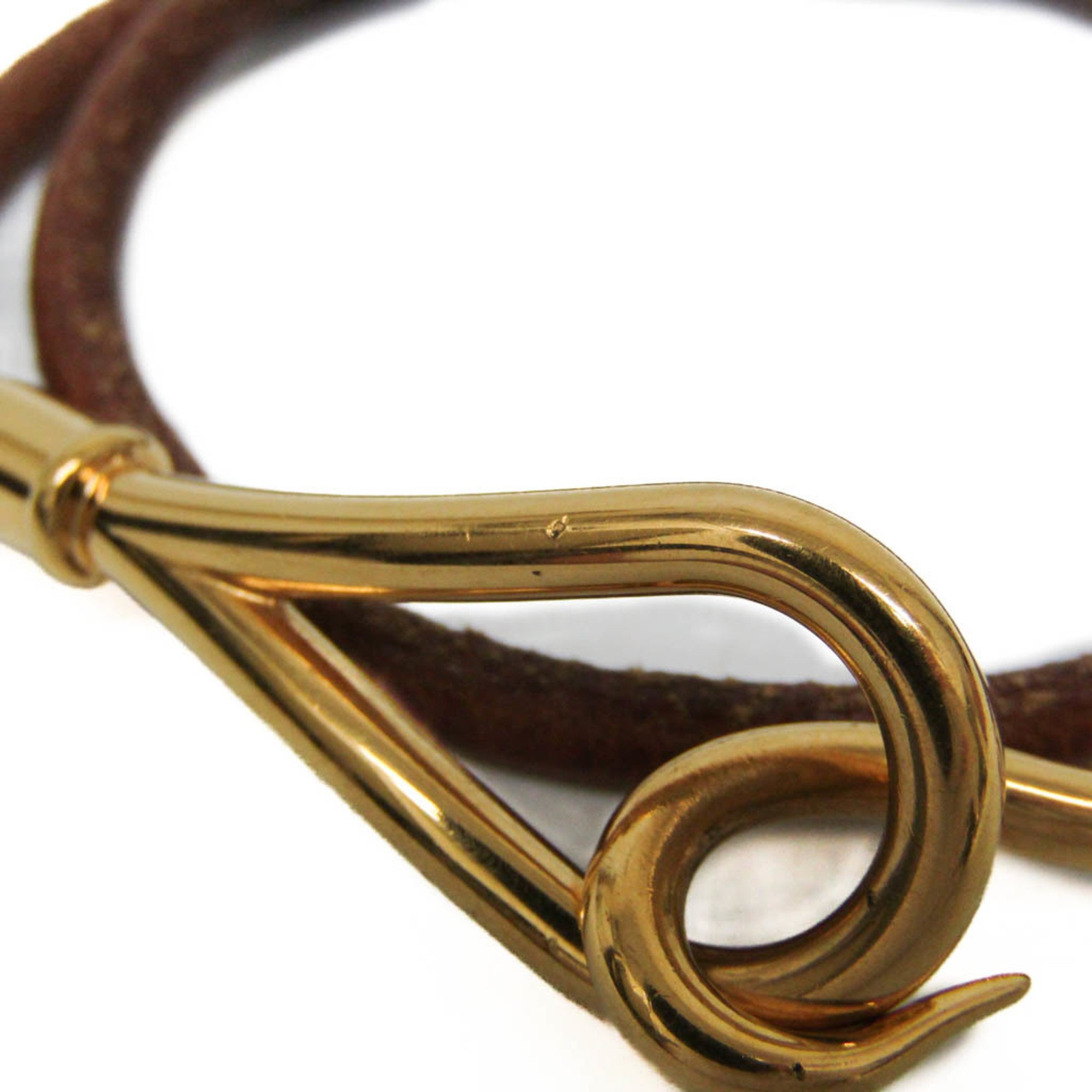 Hermes Jumbo Choker Leather,Metal Bangle Brown,Gold