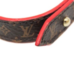 Louis Vuitton Monogram Essential V Bracelet M6343 Leather,Metal,Monogram No Stone Charm Bracelet Brown,Red Color