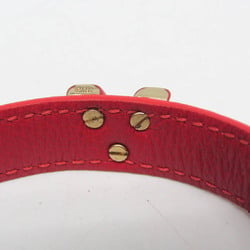 Louis Vuitton Monogram Essential V Bracelet M6343 Leather,Metal,Monogram No Stone Charm Bracelet Brown,Red Color