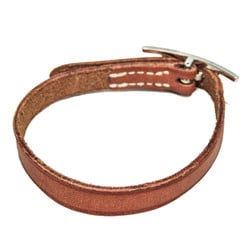 Hermes Api Leather,Metal Bangle Brown,Silver