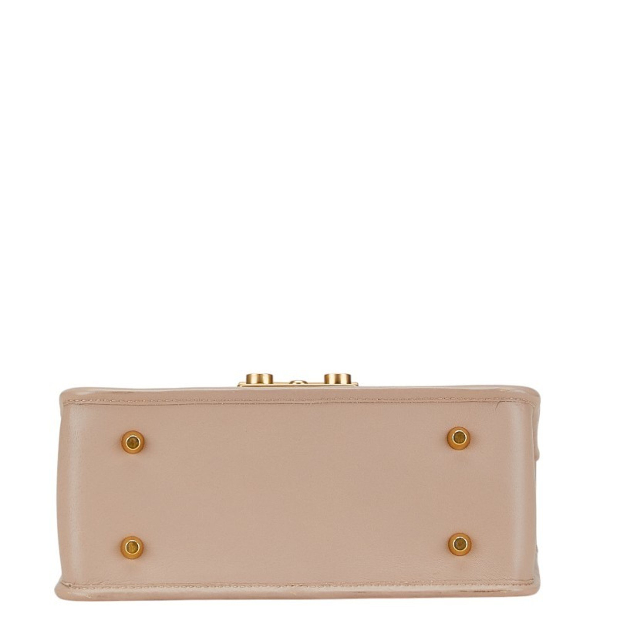 Furla Metropolis Chain Shoulder Bag Pink Beige Leather Women's