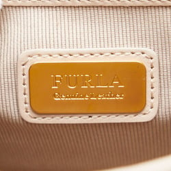 Furla Metropolis Chain Shoulder Bag Pink Beige Leather Women's