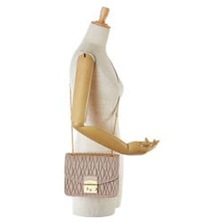 Furla Metropolis Chain Shoulder Bag Pink Beige Leather Women's