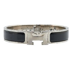 Hermes Click-Clack H PM Bangle Silver Black Metal Women's HERMES