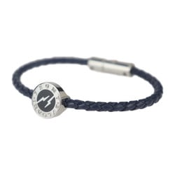 BVLGARI Fragment Design Collaboration Bracelet 290759 Metal Leather Silver Navy