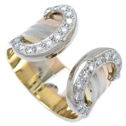 CARTIER 2C Wide Ring Diamond #52 K18 Three-Color Gold 292743