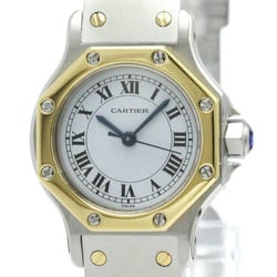 Polished CARTIER Santos Octagon 18K Gold Steel Automatic Ladies Watch BF577721