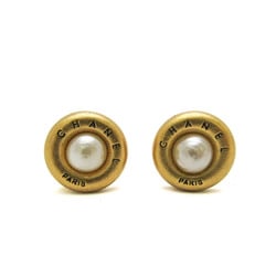 Chanel Vintage 93 A Artificial Pearl Metal Clip Earrings Gold