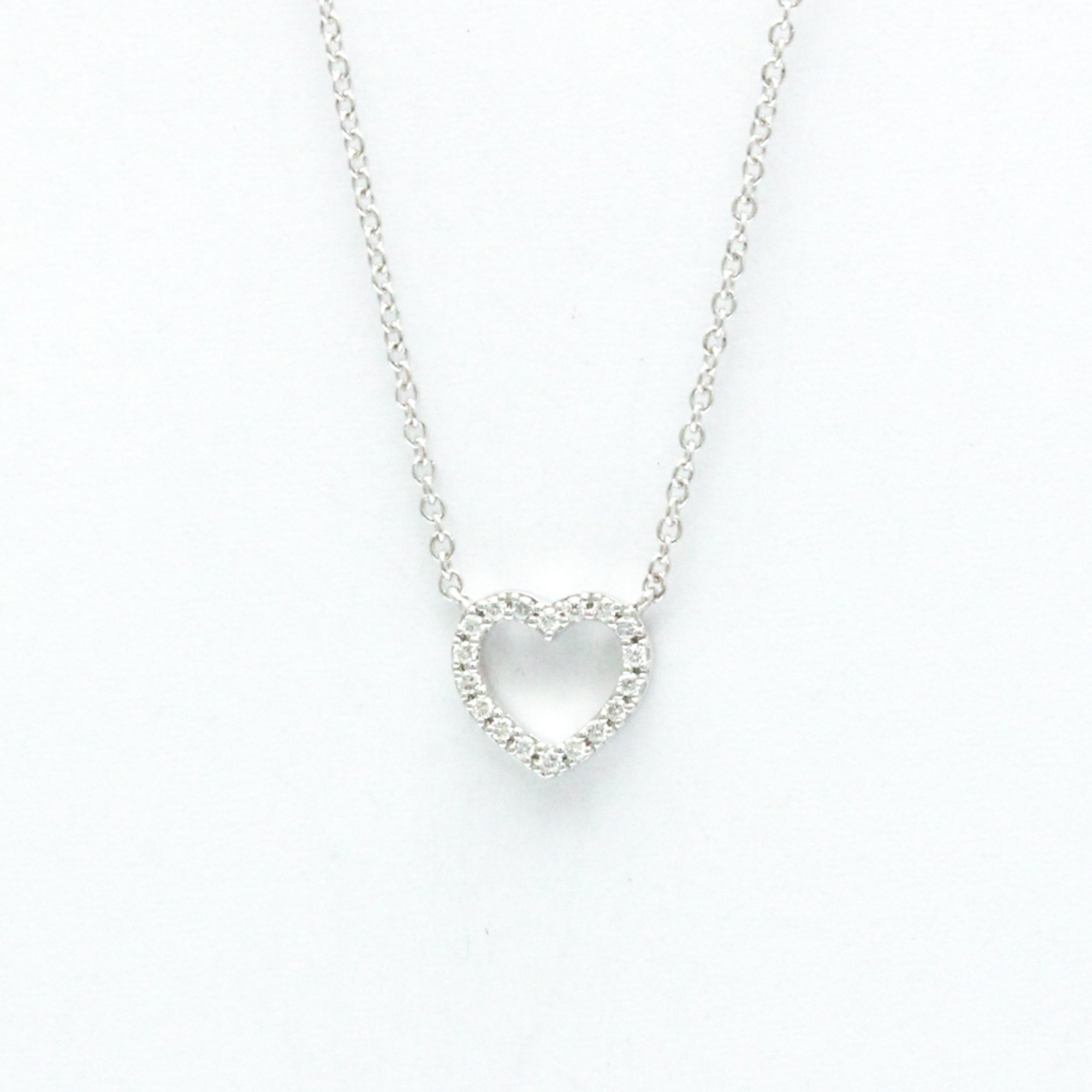 Tiffany Metro Heart Necklace White Gold (18K) Diamond Men,Women Fashion Pendant Necklace (Silver)