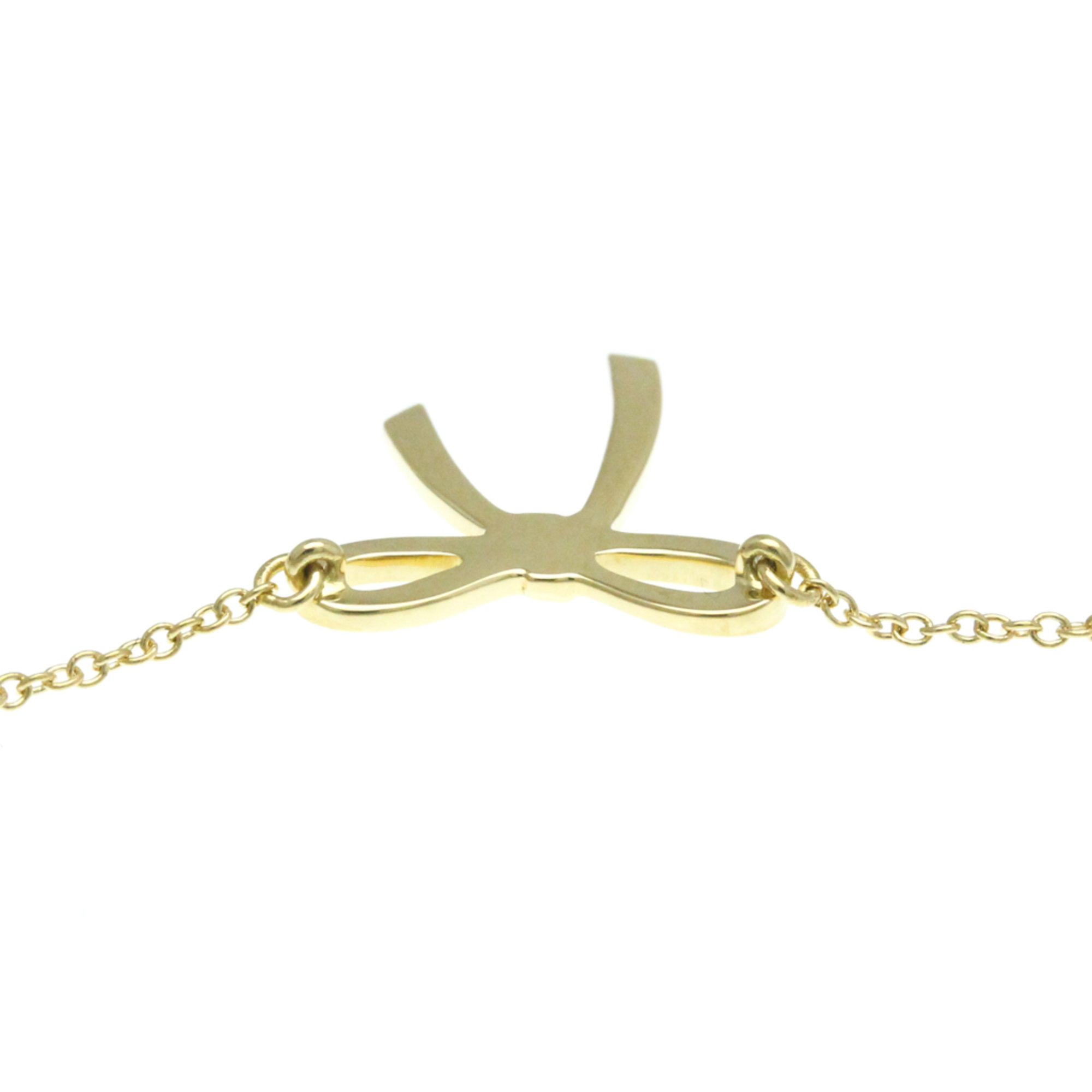 Tiffany Bow Ribbon Necklace Yellow Gold (18K) No Stone Men,Women Fashion Pendant Necklace (Gold)