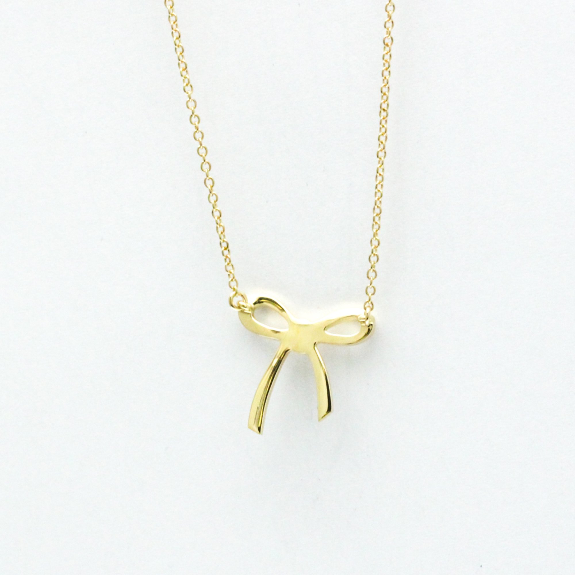 Tiffany Bow Ribbon Necklace Yellow Gold (18K) No Stone Men,Women Fashion Pendant Necklace (Gold)