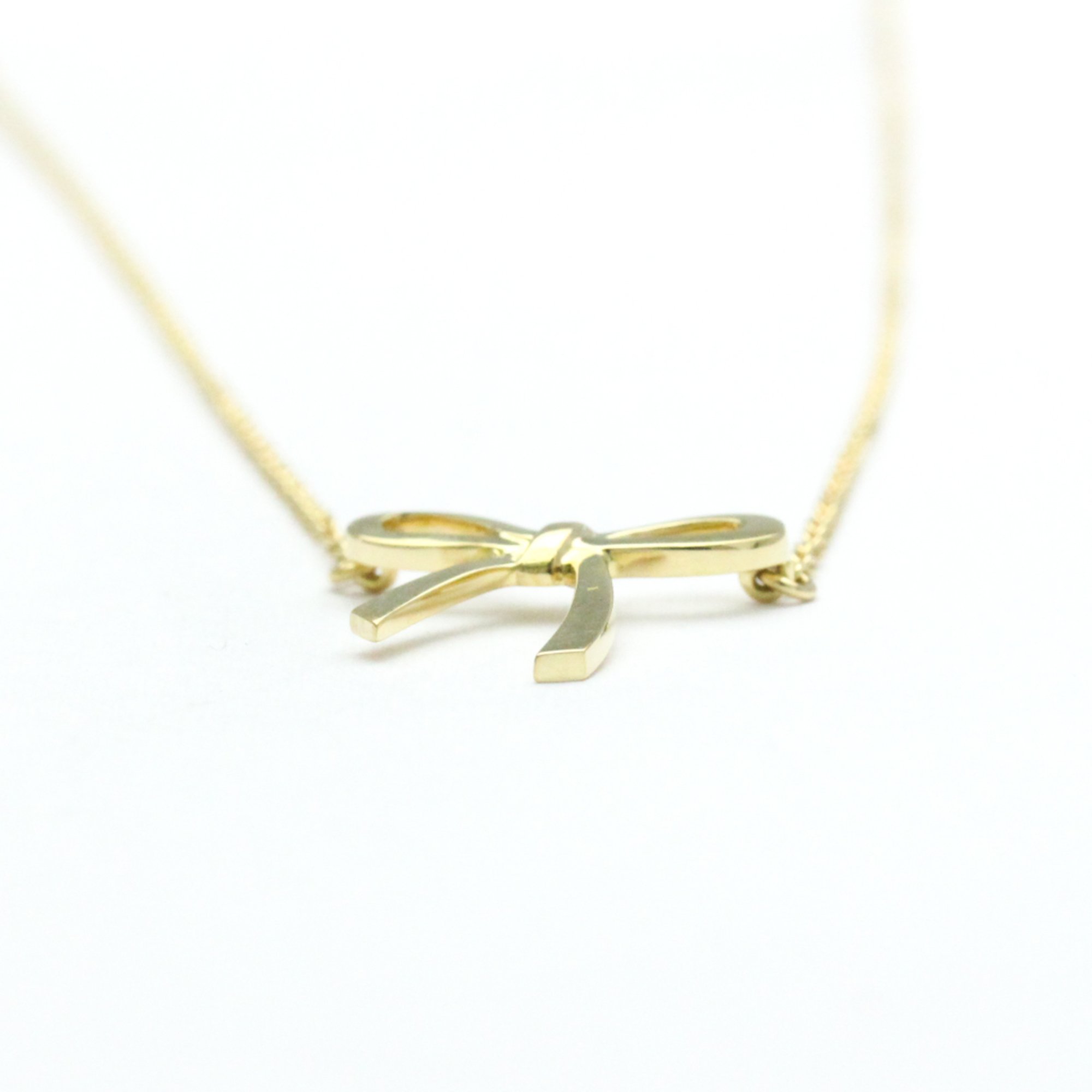 Tiffany Bow Ribbon Necklace Yellow Gold (18K) No Stone Men,Women Fashion Pendant Necklace (Gold)