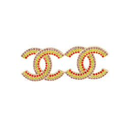 CHANEL Coco Mark Earrings, Rhinestone, Gold, Multicolor, C23C Earrings