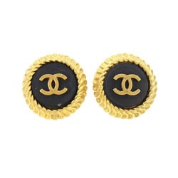 CHANEL Coco Mark Earrings Black Gold 95P Earring