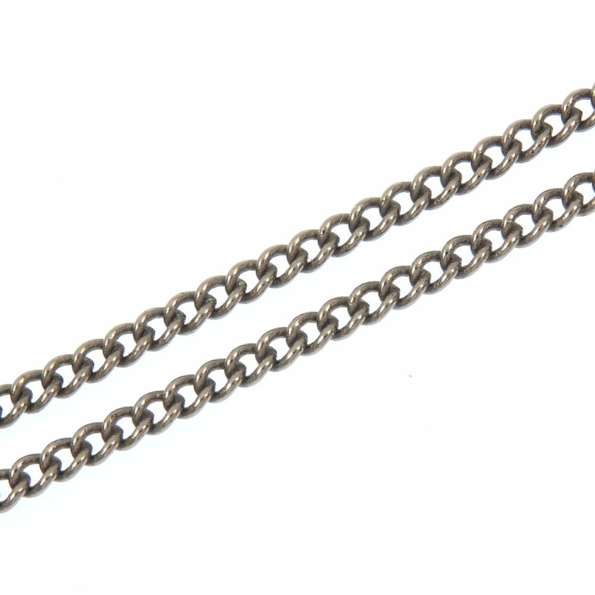 Chanel Coco Mark Necklace for Women, Rhinestone, Metal, Silver, Black, Reversible, B11A