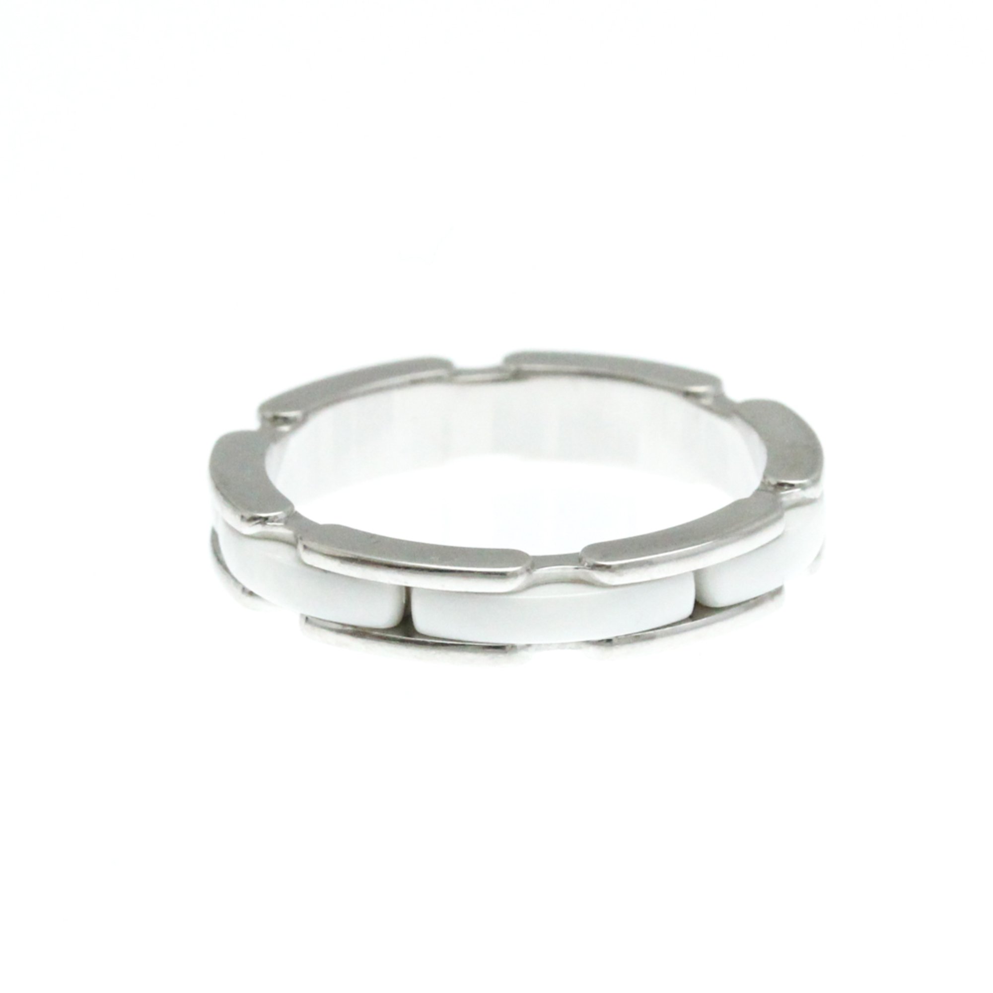 Chanel Ultra Collection Ring Small Size Ceramic,White Gold (18K) Fashion No Stone Band Ring Silver,White