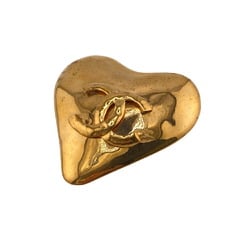 CHANEL Heart 93P Brooch Gold Unisex