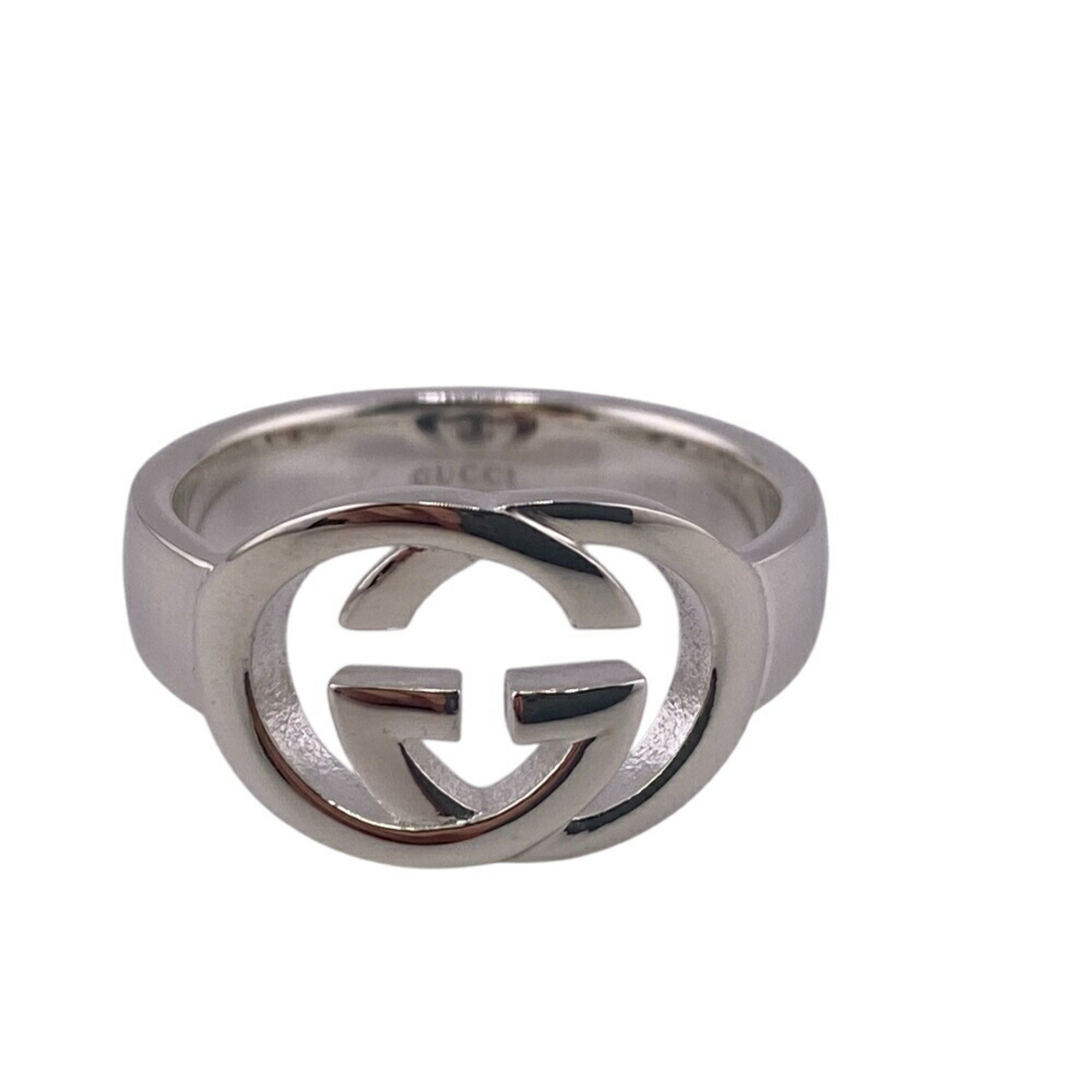 GUCCI 190483-J8400 Interlocking G Silver Brit Ring, Silver, Unisex