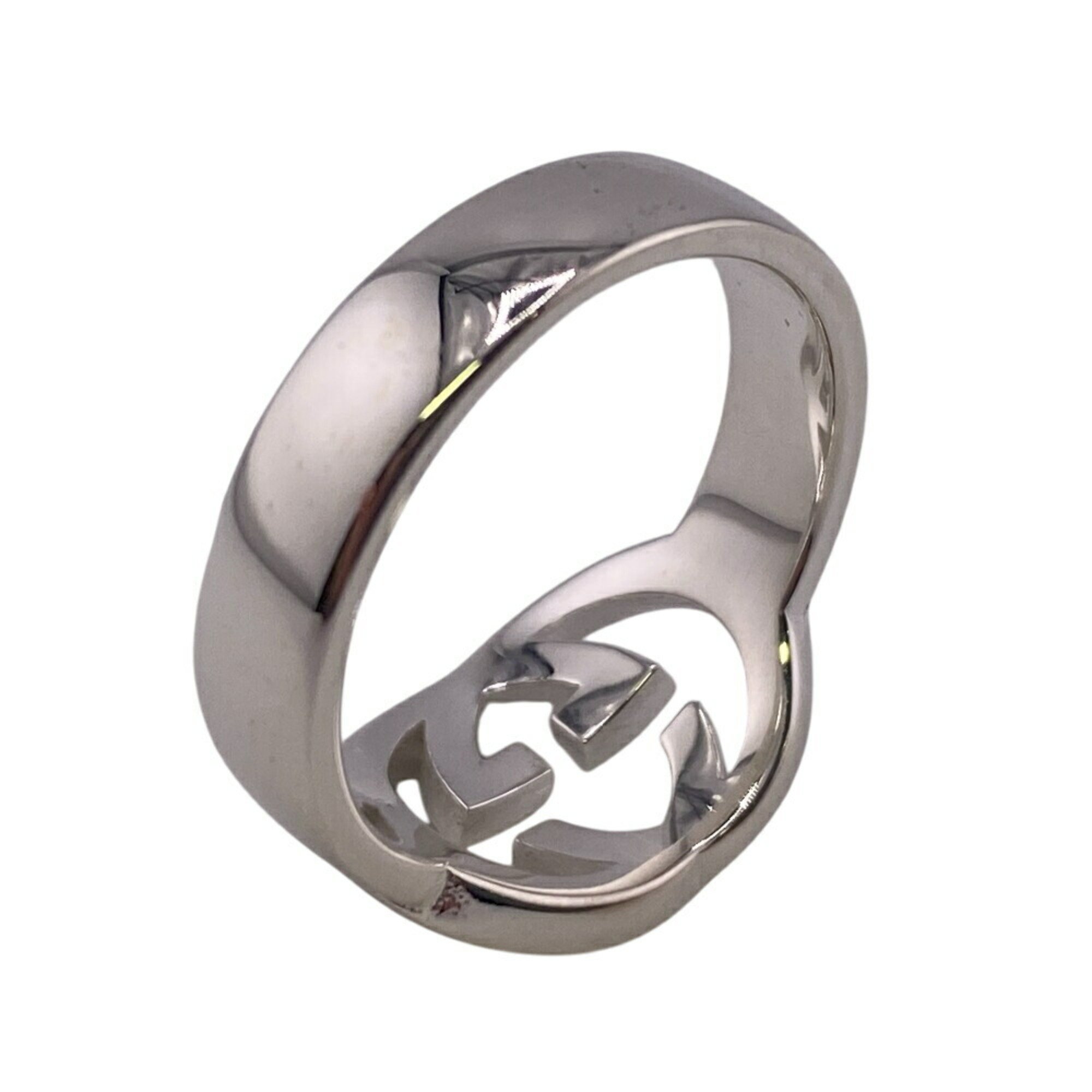 GUCCI 190483-J8400 Interlocking G Silver Brit Ring, Silver, Unisex