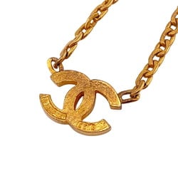 CHANEL Coco Mark 3312 Rhinestone Necklace Gold Unisex