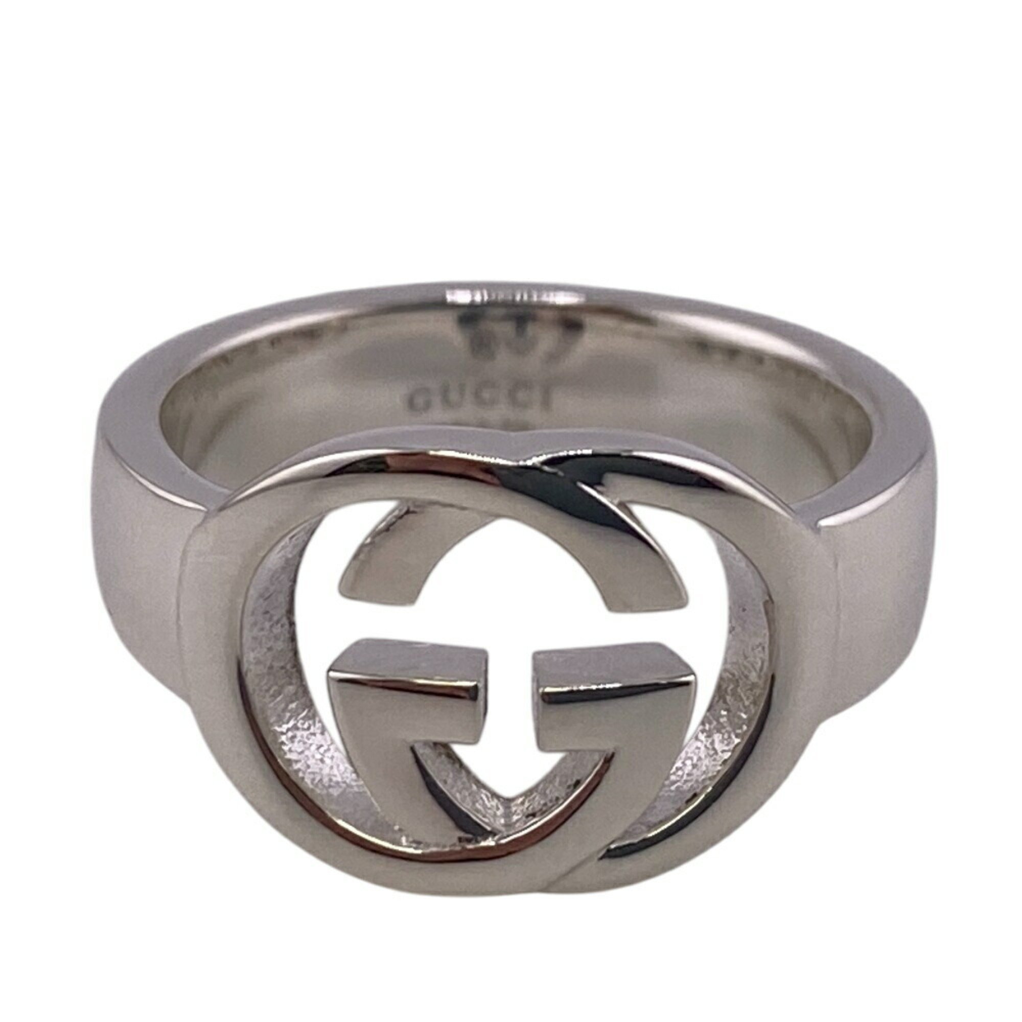 GUCCI 190483-J8400 Interlocking G Silver Brit Ring, Silver, Unisex