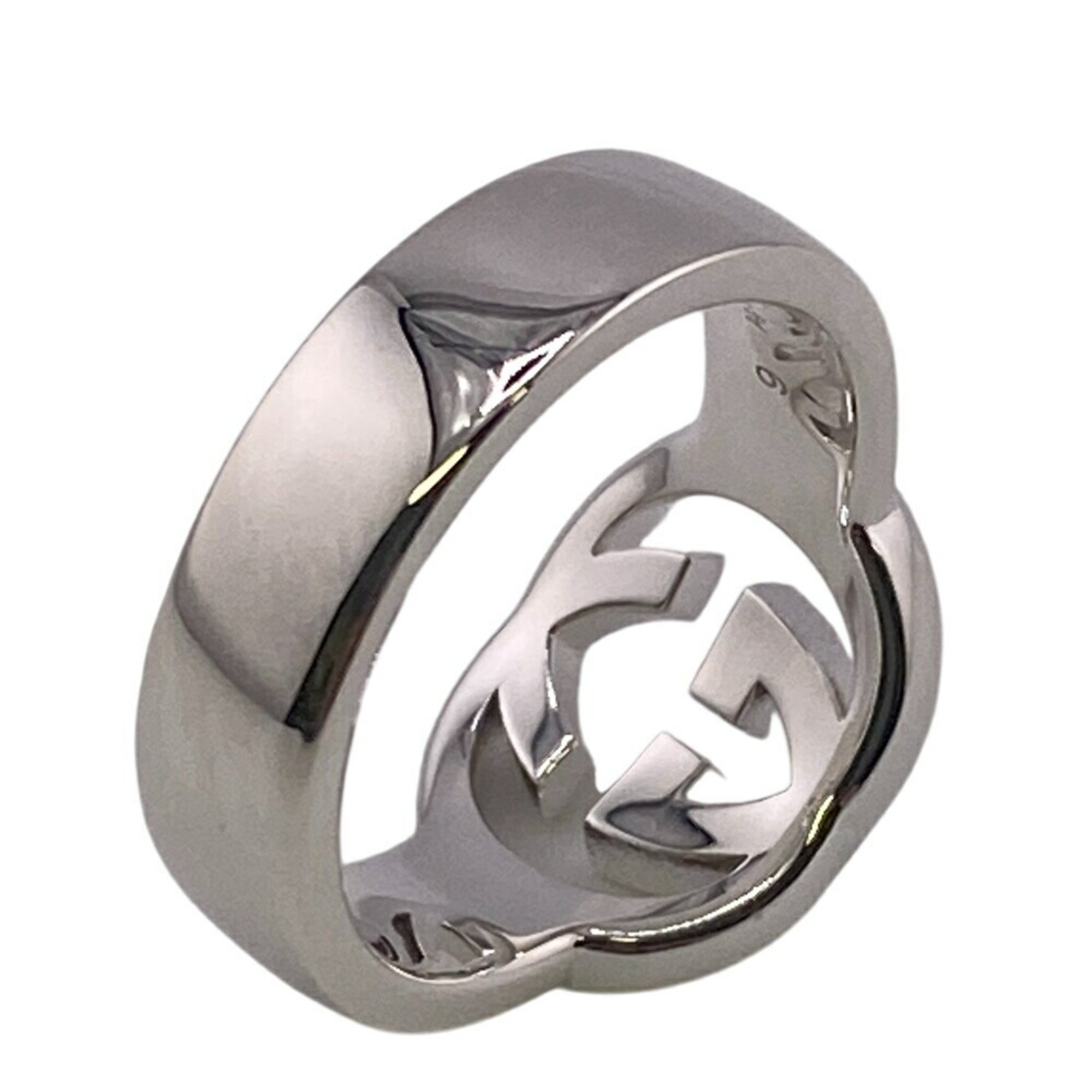 GUCCI 190483-J8400 Interlocking G Silver Brit Ring, Silver, Unisex