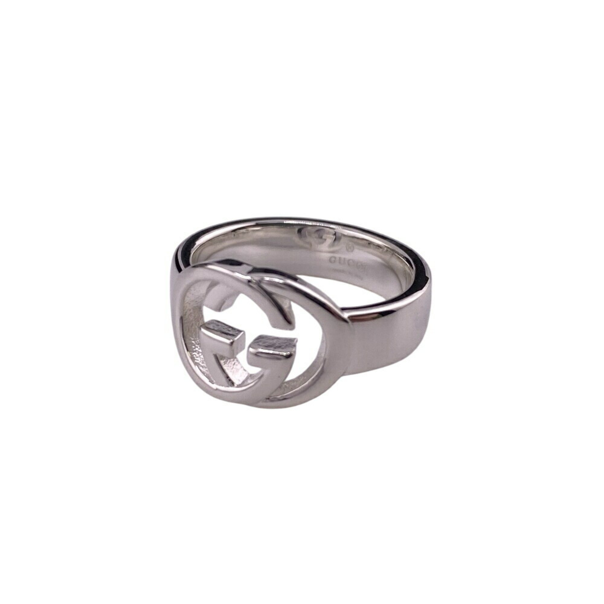 GUCCI 190483-J8400 Interlocking G Silver Brit Ring, Silver, Unisex