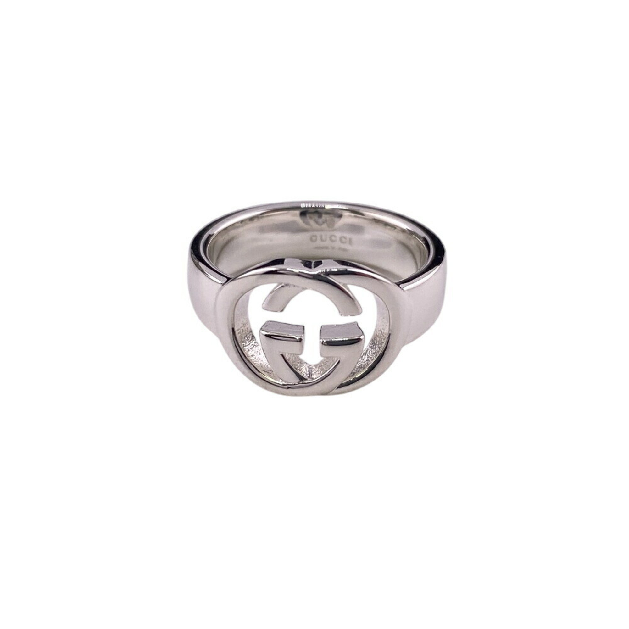 GUCCI 190483-J8400 Interlocking G Silver Brit Ring, Silver, Unisex