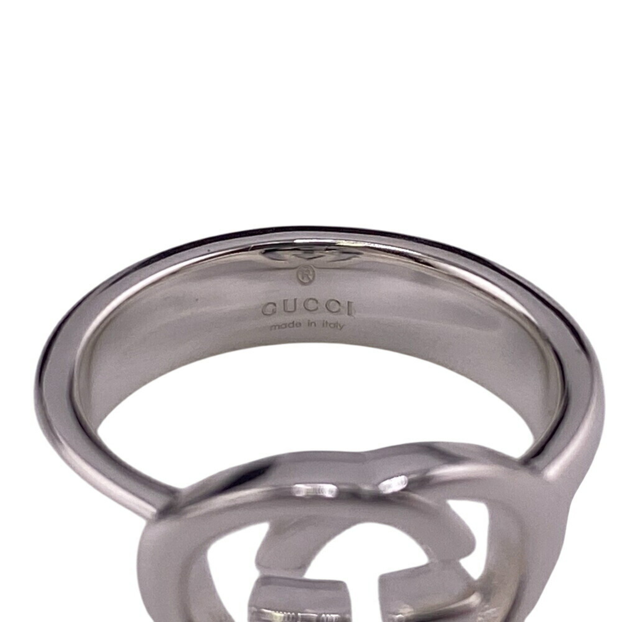 GUCCI 190483-J8400 Interlocking G Silver Brit Ring, Silver, Unisex