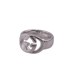 GUCCI 190483-J8400 Interlocking G Silver Brit Ring, Silver, Unisex