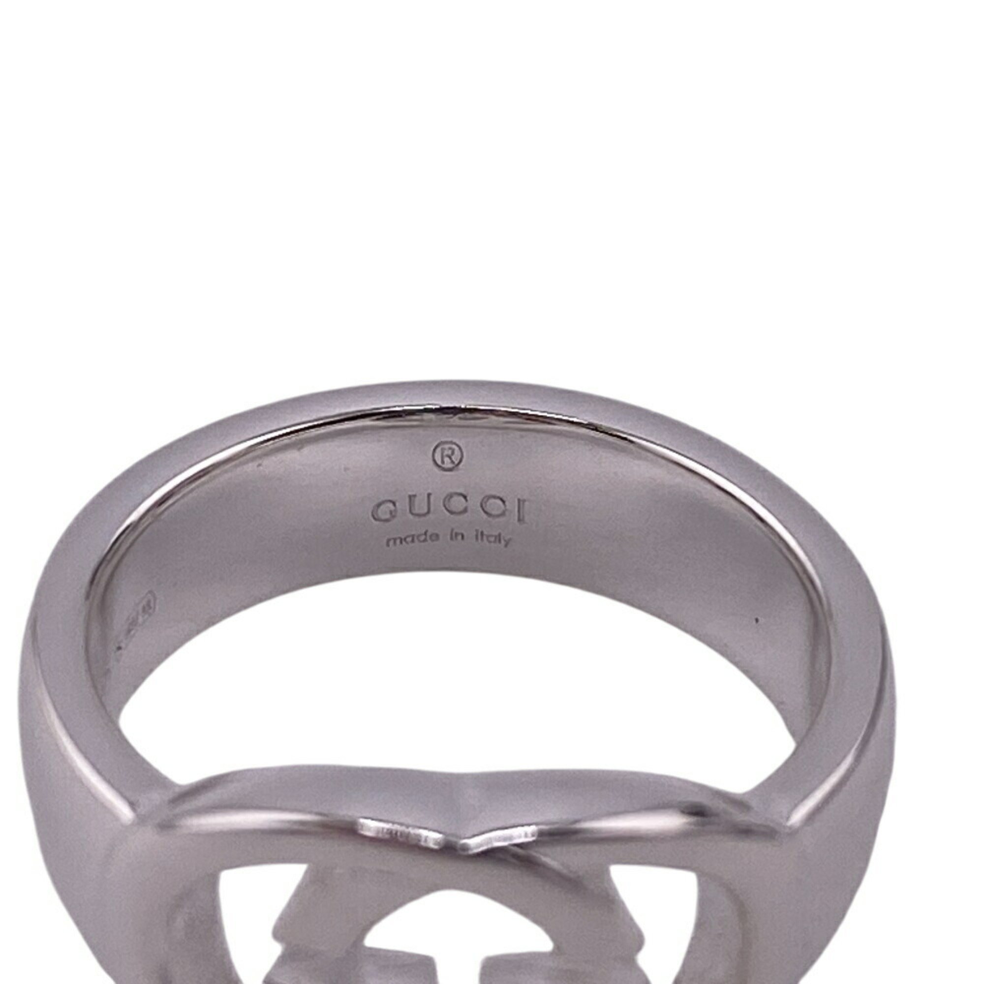 GUCCI 190483-J8400 Interlocking G Silver Brit Ring, Silver, Unisex