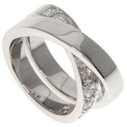 Cartier Paris Ring Half Diamond #52 K18 White Gold Women's