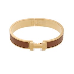 HERMES Click HH Brown GP hardware Unisex Matte Bracelet