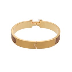 HERMES Click HH Brown GP hardware Unisex Matte Bracelet