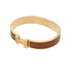 HERMES Click HH Brown GP hardware Unisex Matte Bracelet