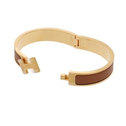 HERMES Click HH Brown GP hardware Unisex Matte Bracelet