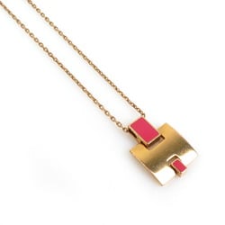 Hermes HERMES Necklace Eileen Metal Enamel Gold Pink Women's e59750g