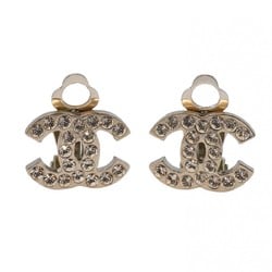 Chanel Earrings Coco Mark Metal Rhinestone Silver Ladies