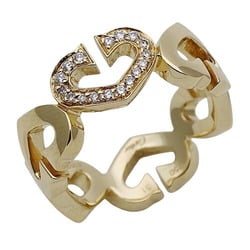 Cartier ring for women, 750YG, 1 motif, diamond, C-heart, yellow gold, #51, size 11, polished