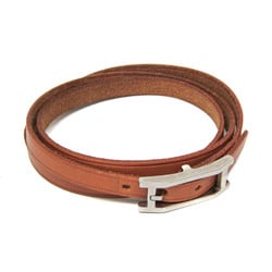 Hermes API III Choker Leather,Metal Bangle Brown,Silver