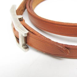 Hermes API III Choker Leather,Metal Bangle Brown,Silver