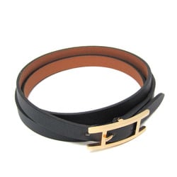 Hermes B-Api Choker Leather,Metal Wrap Bracelet Black,Gold