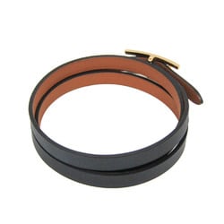 Hermes B-Api Choker Leather,Metal Wrap Bracelet Black,Gold