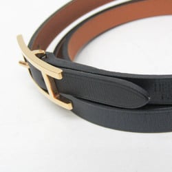 Hermes B-Api Choker Leather,Metal Wrap Bracelet Black,Gold