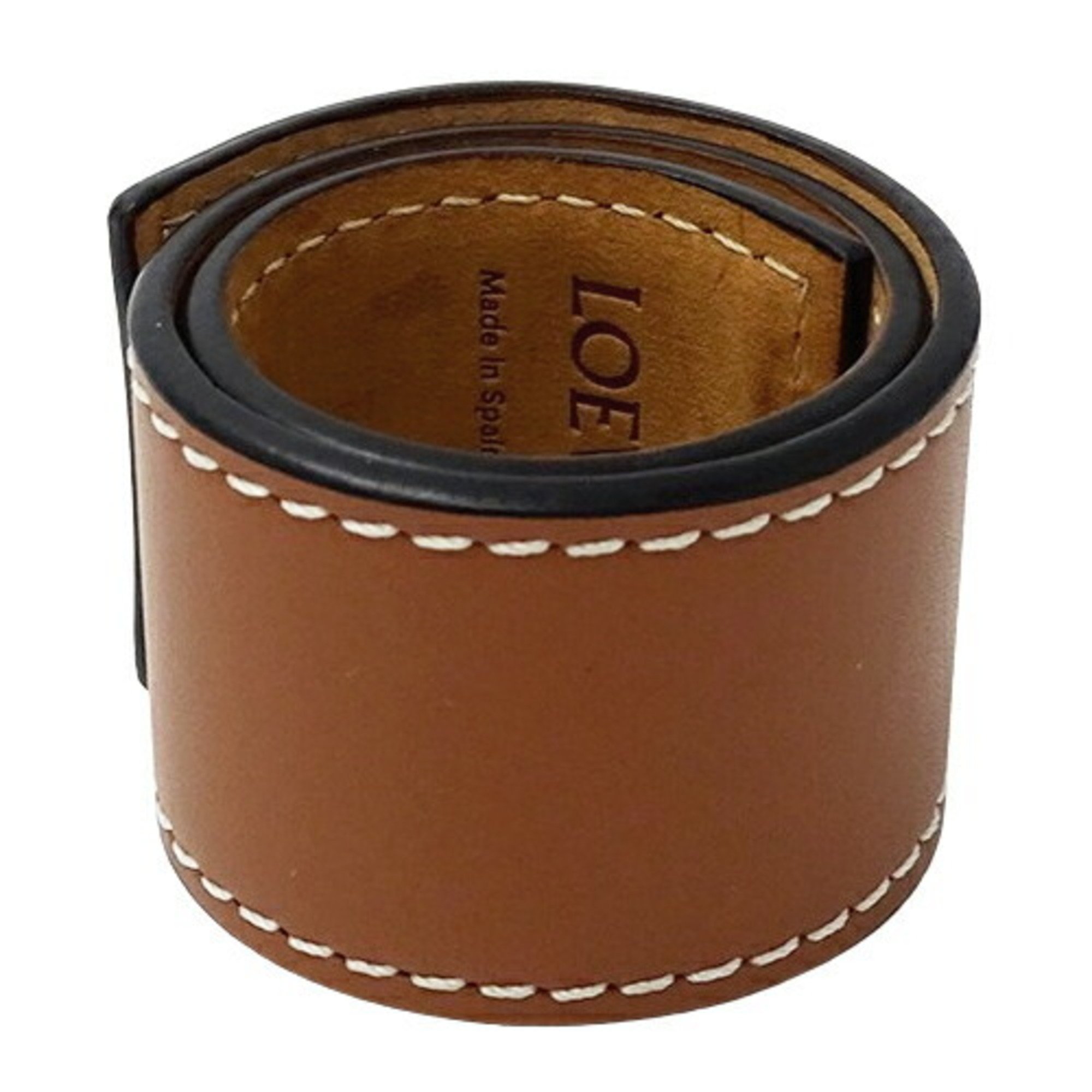 LOEWE Women's Slap Leather Bracelet Tan Brown